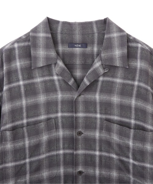 YLEVE(イレーヴ)の「YLEVE / BRUSHED RAYON CHECK OPEN/COLLAR SHIRT(シャツ/ブラウス・レディース・グレー系その他・1/0)」の2枚目の写真