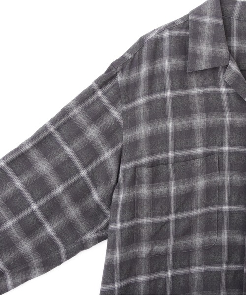 YLEVE(イレーヴ)の「YLEVE / BRUSHED RAYON CHECK OPEN/COLLAR SHIRT(シャツ/ブラウス・レディース・グレー系その他・1/0)」の4枚目の写真