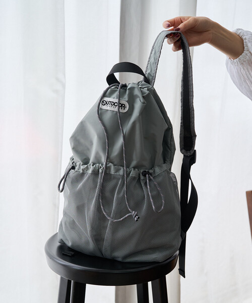 FREAK'S STORE(フリークスストア)の「限定展開 OUTDOOR PRODUCTS/アウトドアプロダクツ メッシュ アウト ポケット リュックサック(バックパック/リュック・レディース・グレー/ベージュ/ブラック・ONE SIZE)」の5枚目の写真