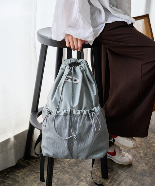 FREAK'S STORE(フリークスストア)の「限定展開 OUTDOOR PRODUCTS/アウトドアプロダクツ メッシュ アウト ポケット リュックサック(バックパック/リュック・レディース・グレー/ベージュ/ブラック・ONE SIZE)」の7枚目の写真