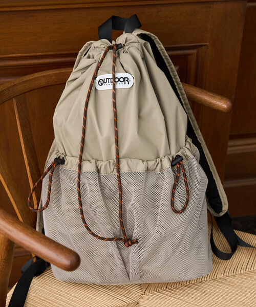 FREAK'S STORE(フリークスストア)の「限定展開 OUTDOOR PRODUCTS/アウトドアプロダクツ メッシュ アウト ポケット リュックサック(バックパック/リュック・レディース・グレー/ベージュ/ブラック・ONE SIZE)」の10枚目の写真