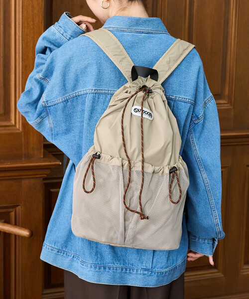 FREAK'S STORE(フリークスストア)の「限定展開 OUTDOOR PRODUCTS/アウトドアプロダクツ メッシュ アウト ポケット リュックサック(バックパック/リュック・レディース・グレー/ベージュ/ブラック・ONE SIZE)」の14枚目の写真