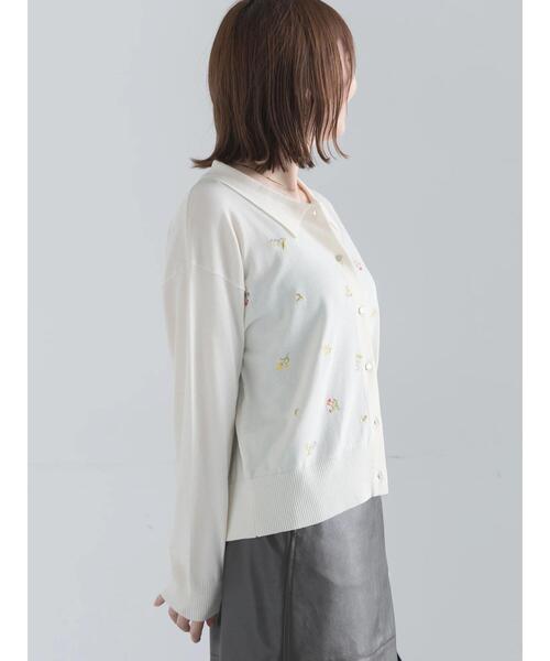 Te chichi(テチチ)の「ポロカラー刺繍ロングスリーブニット(ニット/セーター・レディース・グレー/オフホワイト/ブラック・F)」の8枚目の写真