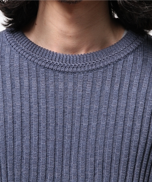 STUDIOUS（ステュディオス）の「オーバーサイズワイドリブクルーネックニット（ニット/セーター・メンズ・オフホワイト/ベージュ/ブルー・3/1/2）」の6枚目の写真