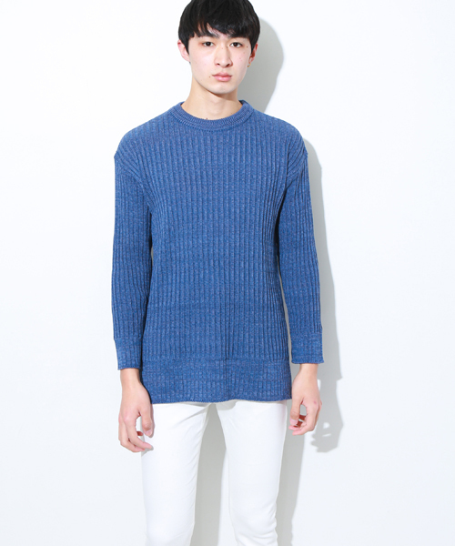 STUDIOUS（ステュディオス）の「オーバーサイズワイドリブクルーネックニット（ニット/セーター・メンズ・オフホワイト/ベージュ/ブルー・3/1/2）」の15枚目の写真