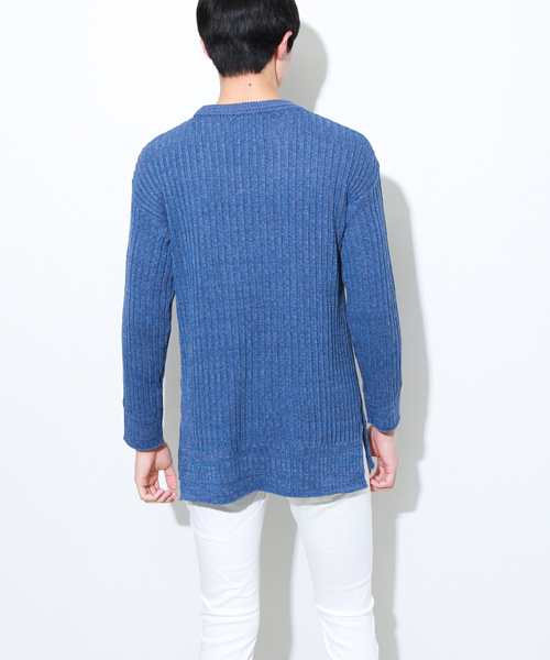 STUDIOUS（ステュディオス）の「オーバーサイズワイドリブクルーネックニット（ニット/セーター・メンズ・オフホワイト/ベージュ/ブルー・3/1/2）」の17枚目の写真