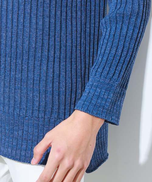 STUDIOUS（ステュディオス）の「オーバーサイズワイドリブクルーネックニット（ニット/セーター・メンズ・オフホワイト/ベージュ/ブルー・3/1/2）」の19枚目の写真
