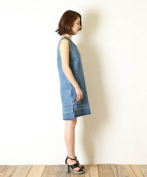 DouDou（ドゥドゥ）の「【DouDou】デニム配色ワンピース（ワンピース・レディース・インディゴブルー/ブルー系その他・FREE）」の4枚目の写真