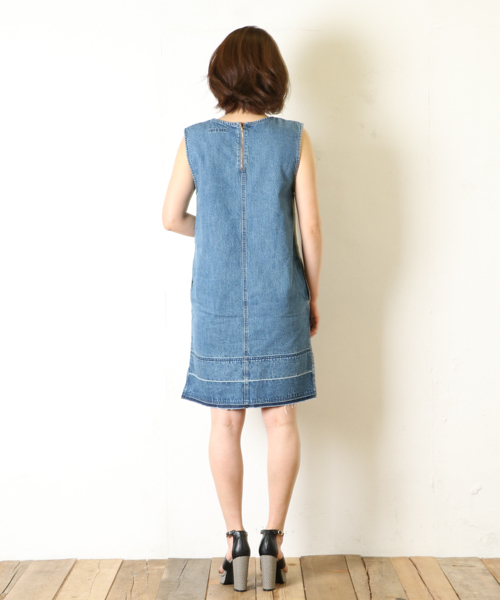 DouDou（ドゥドゥ）の「【DouDou】デニム配色ワンピース（ワンピース・レディース・インディゴブルー/ブルー系その他・FREE）」の5枚目の写真