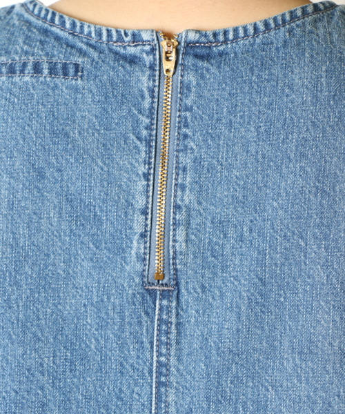 DouDou（ドゥドゥ）の「【DouDou】デニム配色ワンピース（ワンピース・レディース・インディゴブルー/ブルー系その他・FREE）」の6枚目の写真