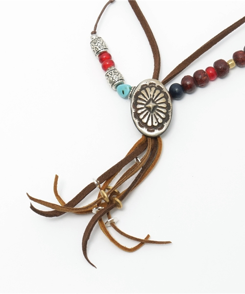 チャイハネ（チャイハネ）の「【チャイハネ】メタルコンチョ フリンジネックレス（ユニセックス）（ネックレス・メンズ・ブラック/ブラウン・FREE）」の7枚目の写真