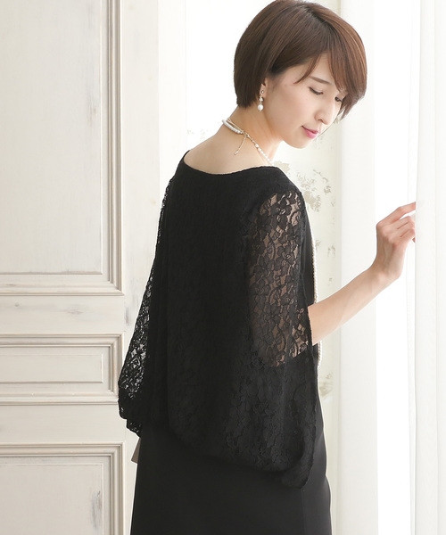 PourVous（プールヴー）の「レースケープドレス/結婚式ワンピース・同窓会・成人式・セレモニー大きいサイズ対応フォーマル パーティー ドレス  二次会 成人式（ドレス・レディース・ネイビー/ブラック・XL/L/M/S/XXL/4L）」の11枚目の写真