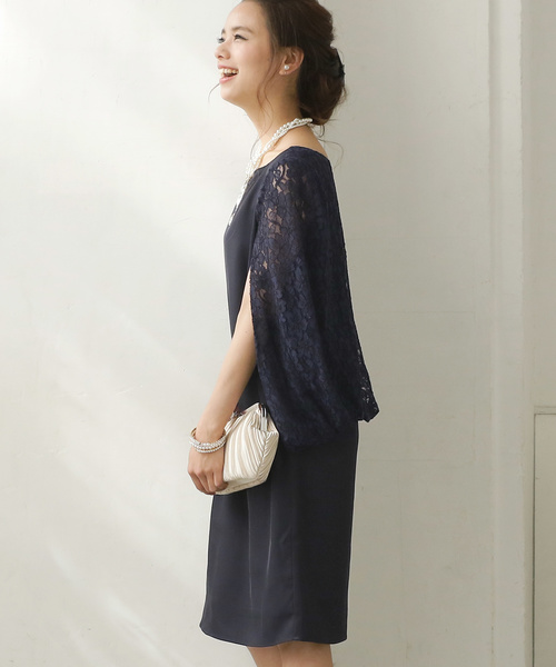 PourVous（プールヴー）の「レースケープドレス/結婚式ワンピース・同窓会・成人式・セレモニー大きいサイズ対応フォーマル パーティー ドレス  二次会 成人式（ドレス・レディース・ネイビー/ブラック・XL/L/M/S/XXL/4L）」の13枚目の写真