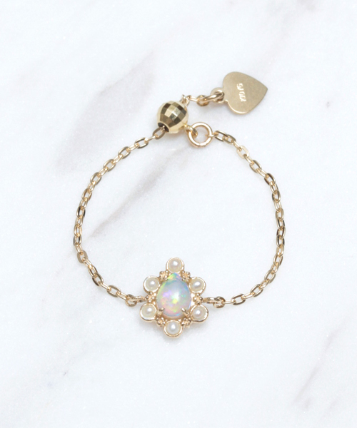 NOIR DE POUPEE(ノワールドプーペ)の「【WEB限定】K10 パール&オパール しずく チェーンリング(リング・レディース・ホワイト・FREE)」の11枚目の写真