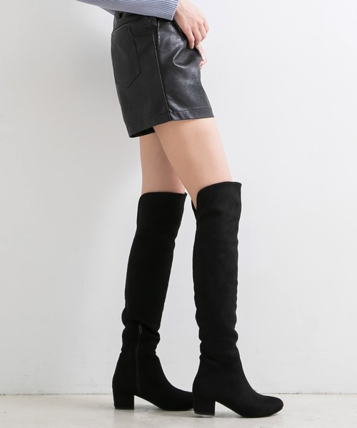 Newlyme(ニューリーミー)の「5cmローヒール楽チンニーハイブーツ(ブーツ・レディース・ダークブラウン/キャメル/クリアブラック/モカ/ブラック系その他3/ブラック/ネイビー/ブラック系その他2/ブラウン系その他/ボルドー/ブラック系その他・23.5cm/23cm/24cm/24.5cm/22cm/22.5cm/25cm/25.5cm/26cm)」の19枚目の写真