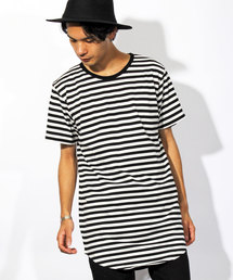 ８(eight) | ボーダー 半袖Tシャツ ロング丈  (Tシャツ/カットソー)
