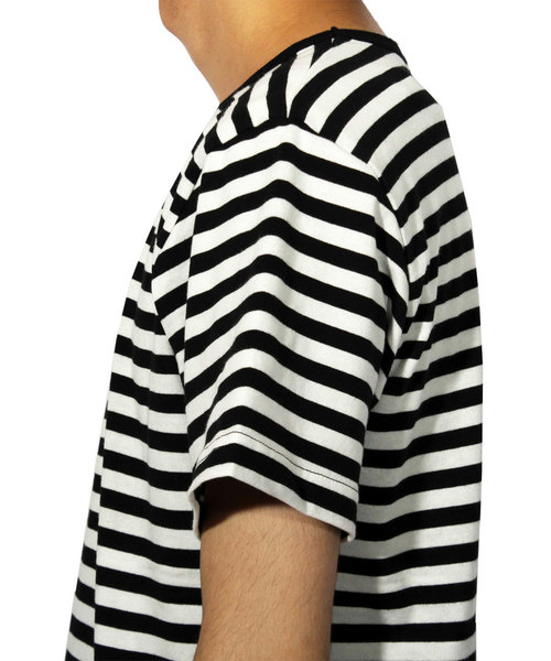 ８(eight)（エイト）の「ボーダー 半袖Tシャツ ロング丈  （Tシャツ/カットソー・メンズ・レッド/グレー/ホワイト・LARGE/X-LARGE/MEDIUM）」の9枚目の写真