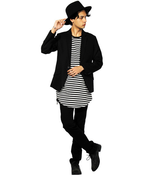 ８(eight)（エイト）の「ボーダー 半袖Tシャツ ロング丈  （Tシャツ/カットソー・メンズ・レッド/グレー/ホワイト・LARGE/X-LARGE/MEDIUM）」の12枚目の写真