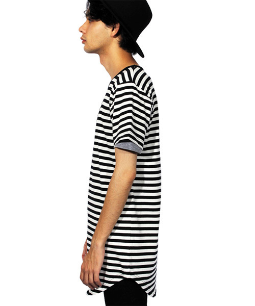 ８(eight)（エイト）の「ボーダー 半袖Tシャツ ロング丈  （Tシャツ/カットソー・メンズ・レッド/グレー/ホワイト・LARGE/X-LARGE/MEDIUM）」の15枚目の写真