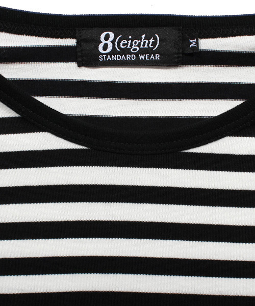 ８(eight)（エイト）の「ボーダー 半袖Tシャツ ロング丈  （Tシャツ/カットソー・メンズ・レッド/グレー/ホワイト・LARGE/X-LARGE/MEDIUM）」の17枚目の写真