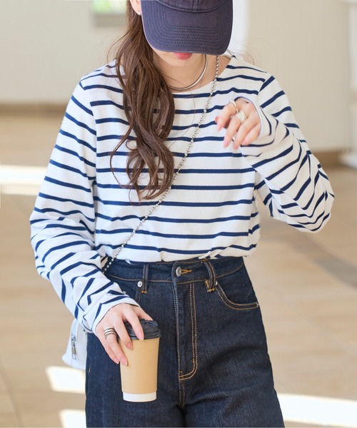 セール】選べるデザイン コットン100％ベーシックボーダーロンT（T