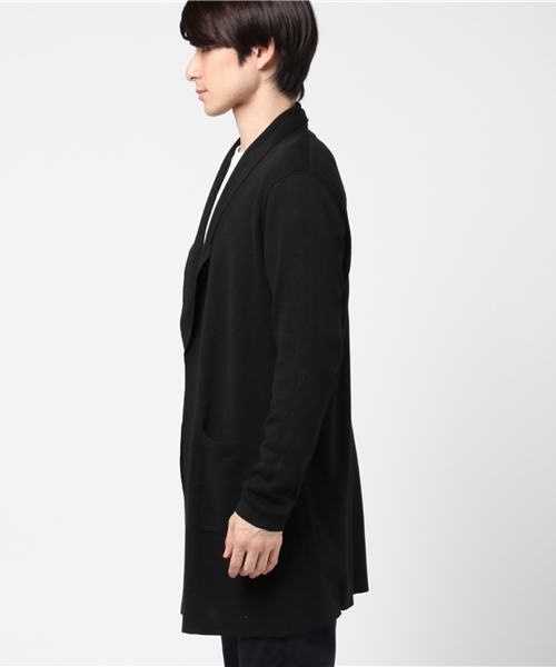 VENCEEXCHANGE（ヴァンスエクスチェンジ）の「ハーフミラノロングニットガウン           （カーディガン/ボレロ・メンズ・ブラック/グレー・MEDIUM）」の3枚目の写真