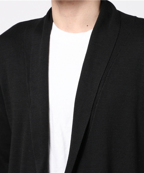 VENCEEXCHANGE（ヴァンスエクスチェンジ）の「ハーフミラノロングニットガウン           （カーディガン/ボレロ・メンズ・ブラック/グレー・MEDIUM）」の5枚目の写真