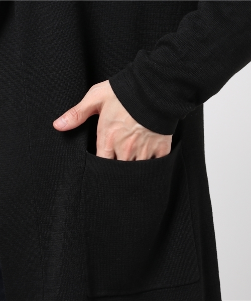 VENCEEXCHANGE（ヴァンスエクスチェンジ）の「ハーフミラノロングニットガウン           （カーディガン/ボレロ・メンズ・ブラック/グレー・MEDIUM）」の6枚目の写真