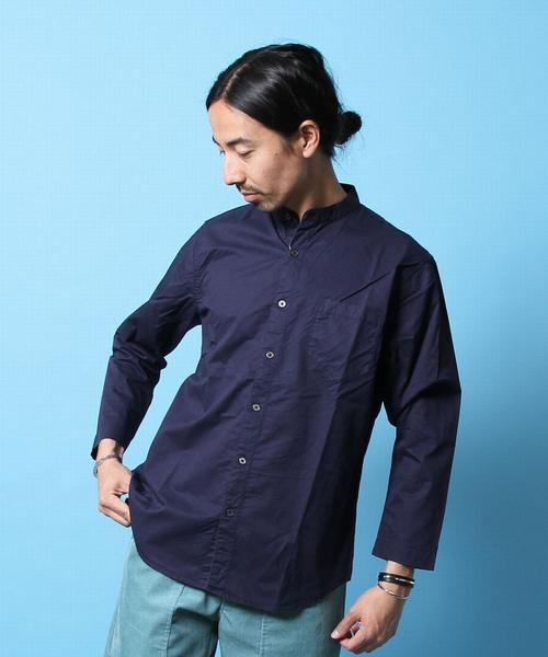 coen(コーエン)の「ダンプバンドカラー9分袖シャツ(シャツ/ブラウス・メンズ・ネイビー/ホワイト・X-LARGE/LARGE/MEDIUM/SMALL)」の1枚目の写真