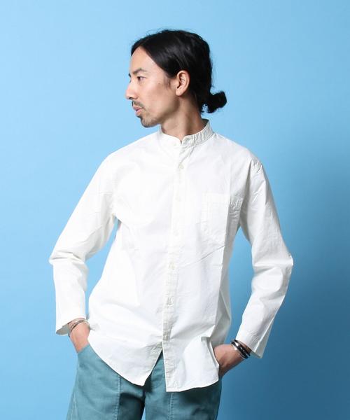 coen(コーエン)の「ダンプバンドカラー9分袖シャツ(シャツ/ブラウス・メンズ・ネイビー/ホワイト・X-LARGE/LARGE/MEDIUM/SMALL)」の2枚目の写真