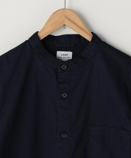 coen(コーエン)の「ダンプバンドカラー9分袖シャツ(シャツ/ブラウス・メンズ・ネイビー/ホワイト・X-LARGE/LARGE/MEDIUM/SMALL)」の4枚目の写真