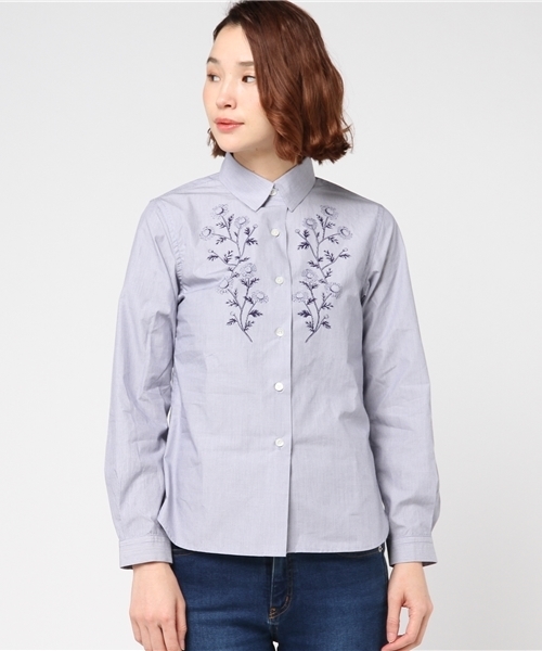 L&HARMONY（エルアンドハーモニー）の「[L&HARMONY / エルアンドハーモニー] Asami Hattori フラワープリントギャザーシャツ（シャツ/ブラウス・レディース・ネイビー・FREE）」の6枚目の写真