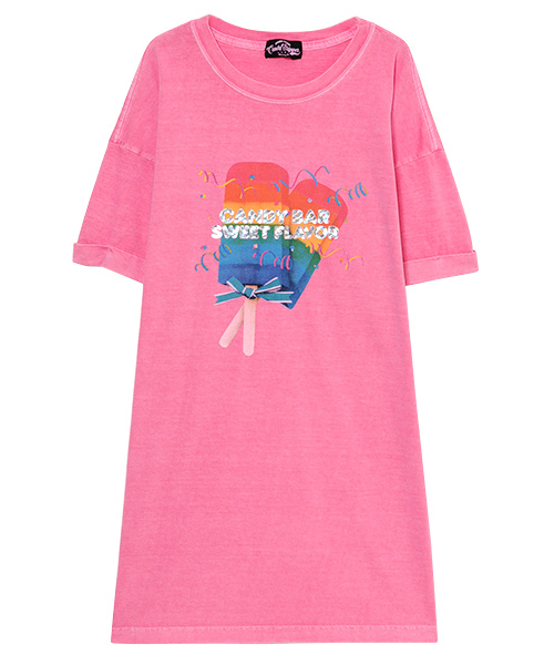 Candy Stripper(キャンディストリッパー)の「CANDY BAR TEE ONE-PIECE(Tシャツ/カットソー・レディース・ピンク/ミント/ブラック/オフホワイト・2)」の4枚目の写真
