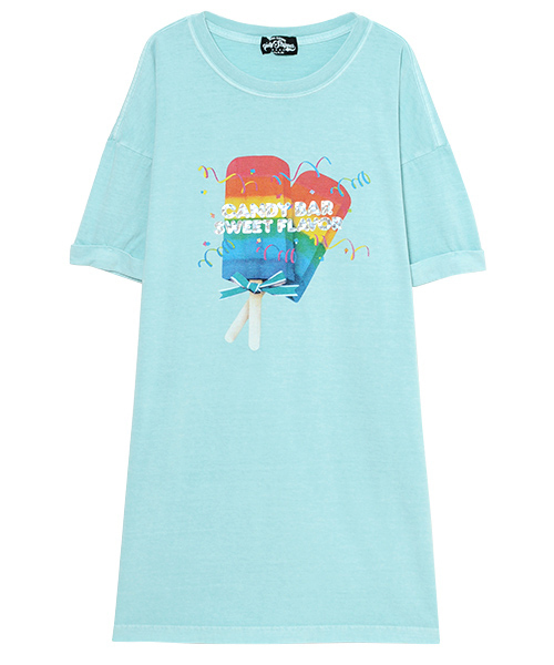 Candy Stripper(キャンディストリッパー)の「CANDY BAR TEE ONE-PIECE(Tシャツ/カットソー・レディース・ピンク/ミント/ブラック/オフホワイト・2)」の3枚目の写真