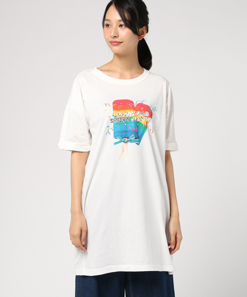 Candy Stripper(キャンディストリッパー)の「CANDY BAR TEE ONE-PIECE(Tシャツ/カットソー・レディース・ピンク/ミント/ブラック/オフホワイト・2)」の5枚目の写真