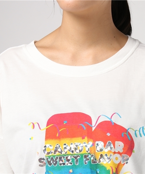 Candy Stripper(キャンディストリッパー)の「CANDY BAR TEE ONE-PIECE(Tシャツ/カットソー・レディース・ピンク/ミント/ブラック/オフホワイト・2)」の8枚目の写真