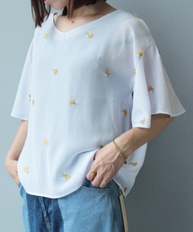 mysty woman | 楊柳シフォン立体刺繍ラッフルブラウス(シャツ/ブラウス)