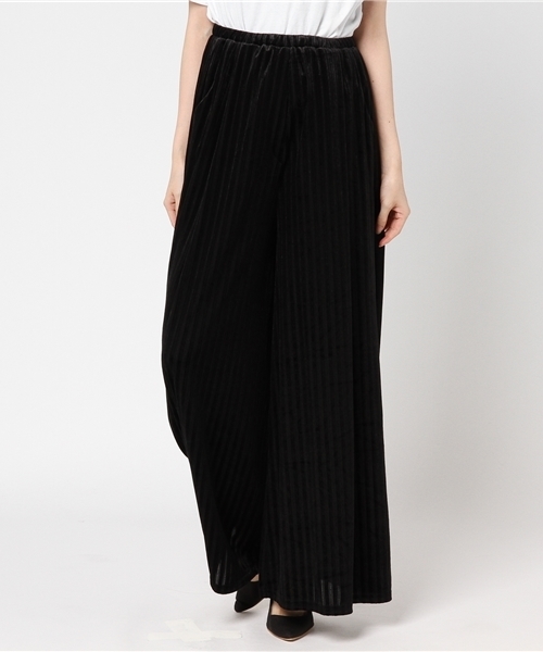 SHIPS BLUESTORE（シップスブルーストア）の「SHIPS BLUESTORE: ストライプベロアパンツ（その他パンツ・レディース・ブラック/バイオレット/レンガ・ONE SIZE）」の2枚目の写真