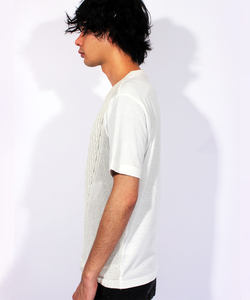 ８(eight)（エイト）の「ニット 切替 半袖Tシャツ（Tシャツ/カットソー・メンズ・ネイビー/ブラック/ホワイト・X-LARGE/LARGE/MEDIUM）」の19枚目の写真