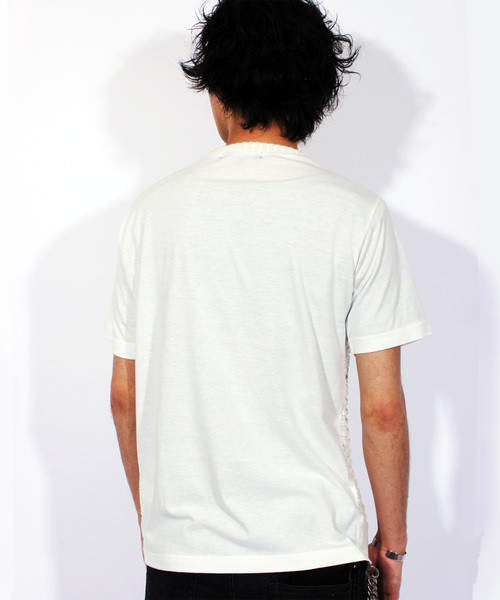 ８(eight)（エイト）の「ニット 切替 半袖Tシャツ（Tシャツ/カットソー・メンズ・ネイビー/ブラック/ホワイト・X-LARGE/LARGE/MEDIUM）」の6枚目の写真