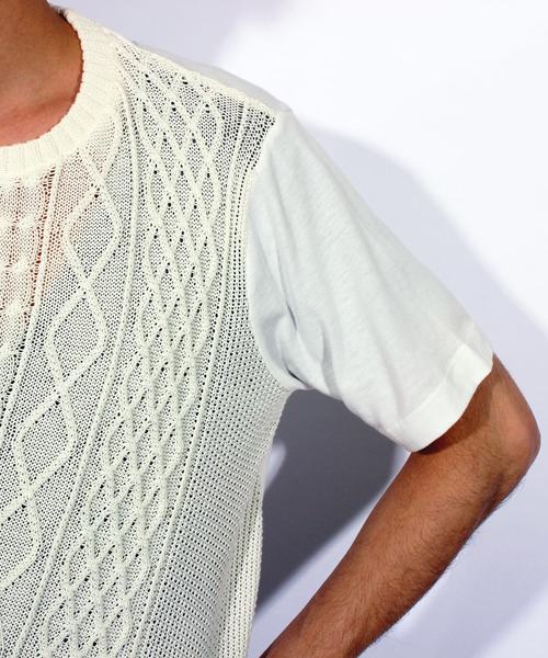 ８(eight)（エイト）の「ニット 切替 半袖Tシャツ（Tシャツ/カットソー・メンズ・ネイビー/ブラック/ホワイト・X-LARGE/LARGE/MEDIUM）」の17枚目の写真