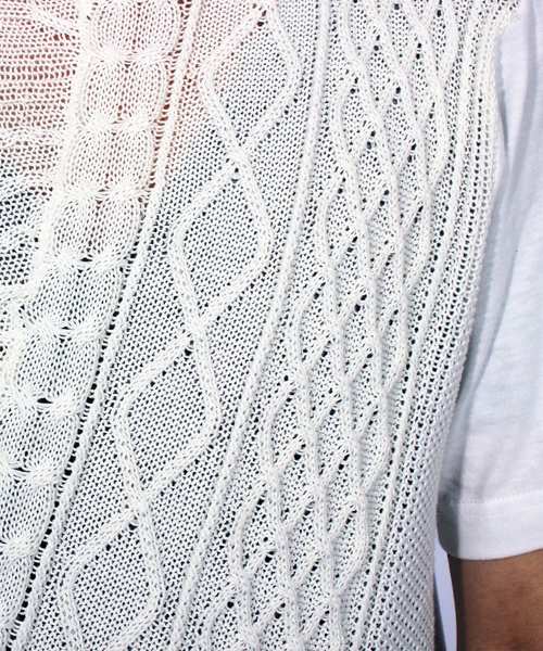 ８(eight)（エイト）の「ニット 切替 半袖Tシャツ（Tシャツ/カットソー・メンズ・ネイビー/ブラック/ホワイト・X-LARGE/LARGE/MEDIUM）」の11枚目の写真