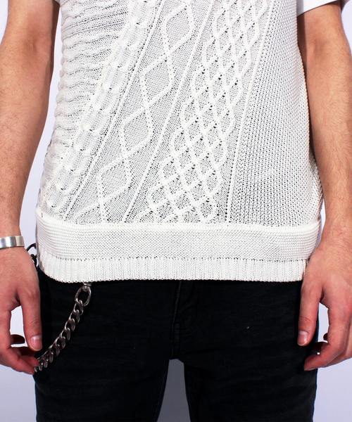 ８(eight)（エイト）の「ニット 切替 半袖Tシャツ（Tシャツ/カットソー・メンズ・ネイビー/ブラック/ホワイト・X-LARGE/LARGE/MEDIUM）」の9枚目の写真