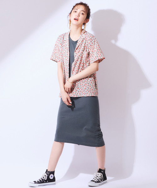 CIAOPANIC（チャオパニック）の「オープンカラー半袖シャツ（シャツ/ブラウス・レディース・ホワイト/レッド/ネイビー・FREE）」の4枚目の写真