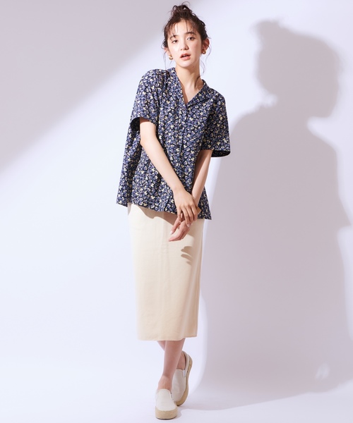 CIAOPANIC（チャオパニック）の「オープンカラー半袖シャツ（シャツ/ブラウス・レディース・ホワイト/レッド/ネイビー・FREE）」の5枚目の写真