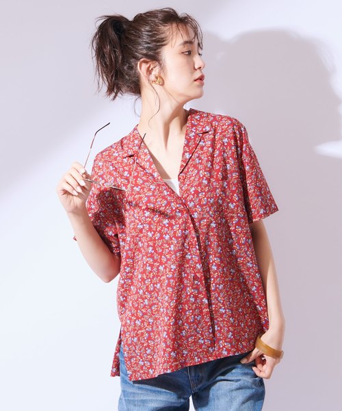 CIAOPANIC（チャオパニック）の「オープンカラー半袖シャツ（シャツ/ブラウス・レディース・ホワイト/レッド/ネイビー・FREE）」の7枚目の写真