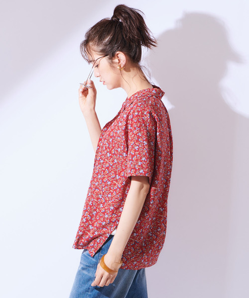 CIAOPANIC（チャオパニック）の「オープンカラー半袖シャツ（シャツ/ブラウス・レディース・ホワイト/レッド/ネイビー・FREE）」の8枚目の写真