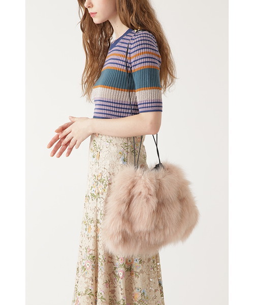 JILL STUART(ジルスチュアート)の「ボサックフォックス巾着バッグ(ショルダーバッグ・レディース・ベージュ/グレー/グレー系その他・フリ-)」の1枚目の写真