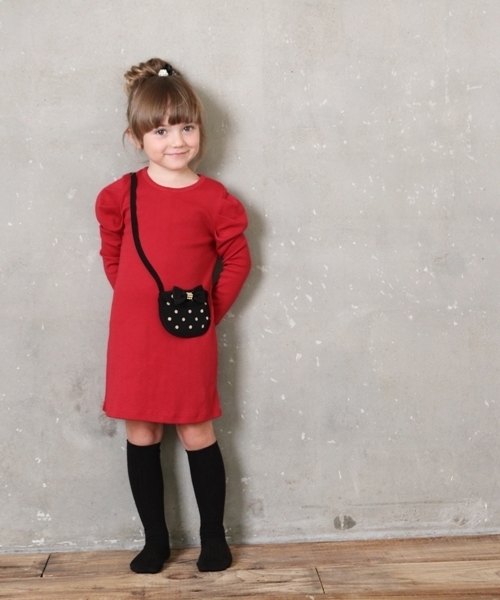 Rora(ローラ)の「シャネリア ワンピース(2color)(ワンピース・キッズ・チャコールグレー/レッド・110cm/100cm/120cm/130cm/140cm/90㎝/150cm)」の12枚目の写真