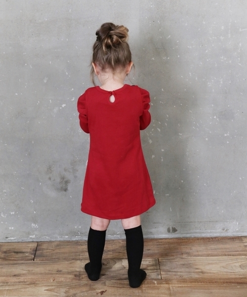Rora(ローラ)の「シャネリア ワンピース(2color)(ワンピース・キッズ・チャコールグレー/レッド・110cm/100cm/120cm/130cm/140cm/90㎝/150cm)」の15枚目の写真